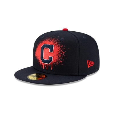 Cleveland Indians Gorra | New Era MLB Drip Front 59fifty Fitted Cap Mexico - Azules